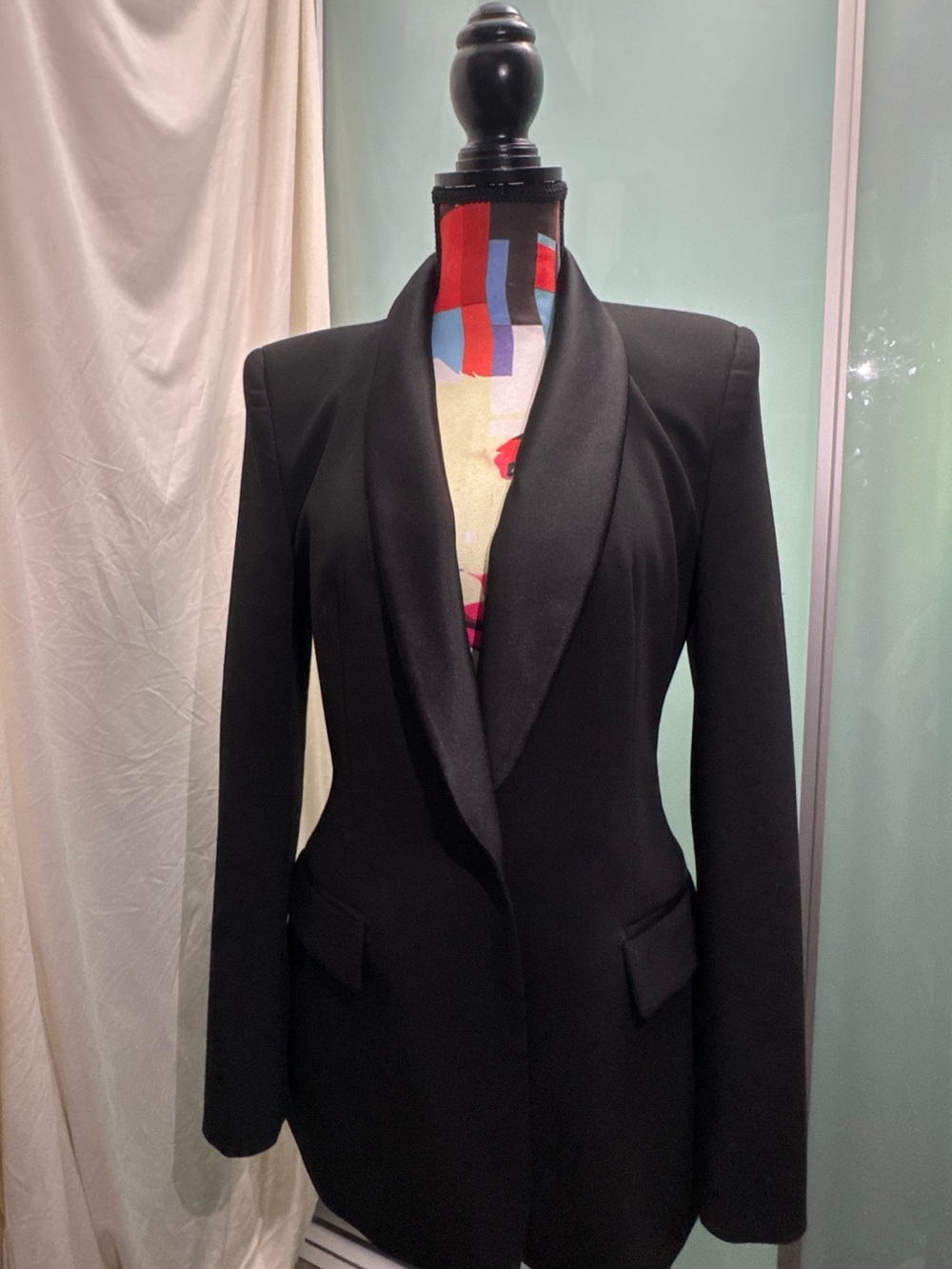 Ara Black Satin Shawl Collar Blazer